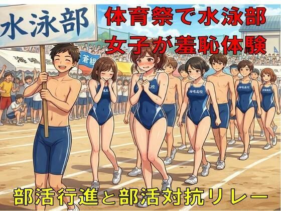 体育祭で水泳部女子が羞恥体験。部活行進と部活対抗リレー アイキャッチ画像 【無料-えろ同人誌】